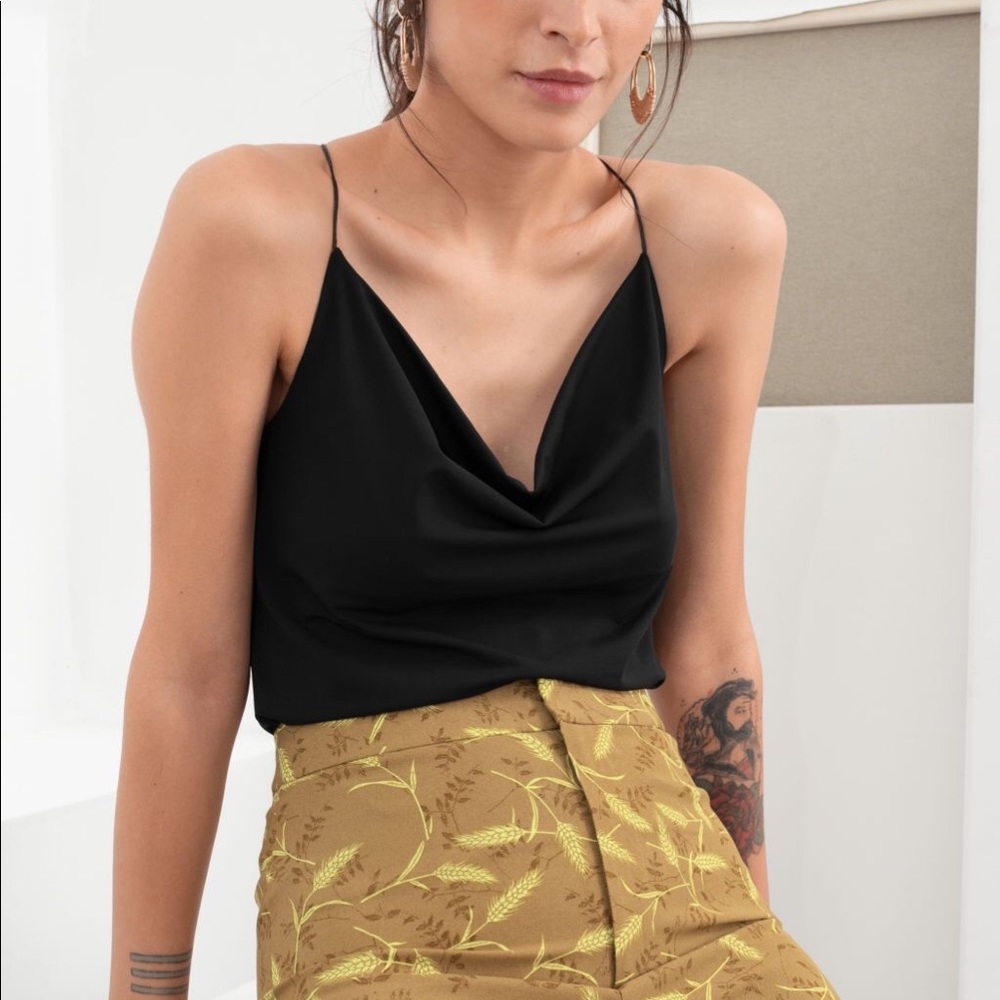 & Other Stories Draped Cross back Tank Black BNWT